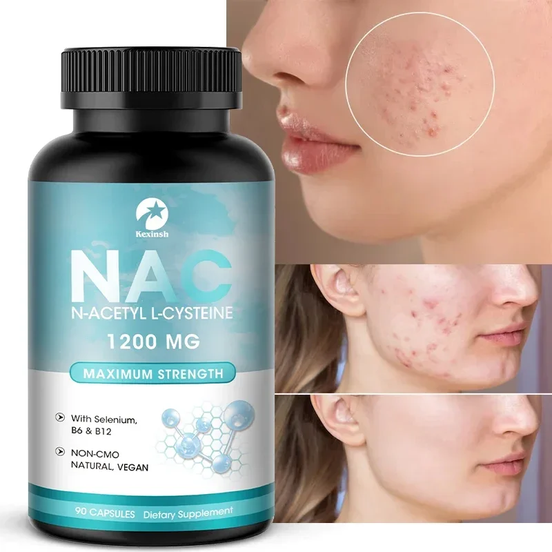 NAC Glutathione Capsules N-Acetyl Cysteine N-acetylcysteine Supplement 1200 mg Support Liver, Lung Amino Acid