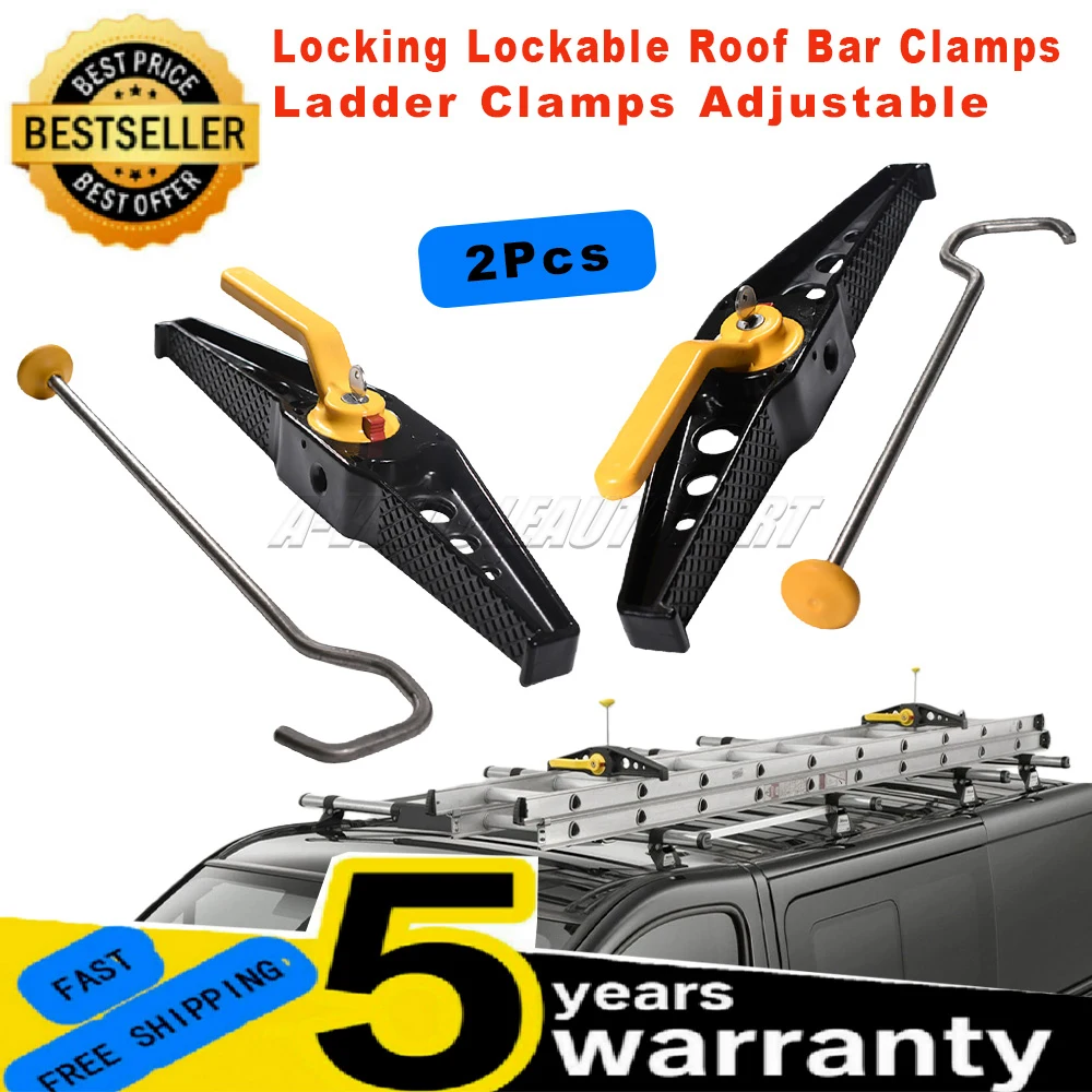 Adjustable New For Locking Lockable Roof Bar Ladder Rack Clamps 2 Pcs ...