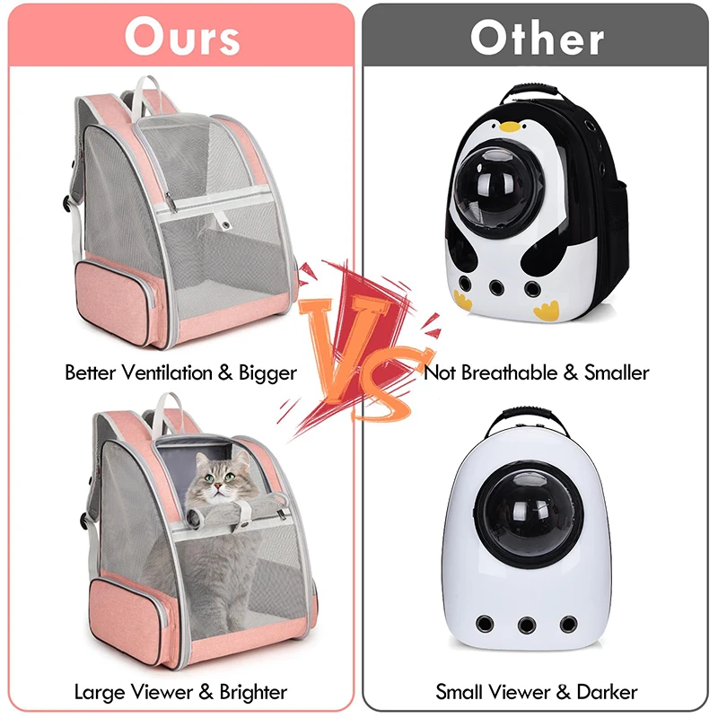 3 PCs Pet Cat Carrier Bag Outdoor Travel Backpack for Cats Breathable Cat Carrying Bag Suitable for Cats Within 6kg/13.2lb