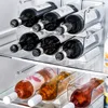 Clear Refrigerator Wine and Water Bottle Holder,  Stackable Plastic Wine Rack Storage Organizer for Fridge, Cabinet, Pantry 4