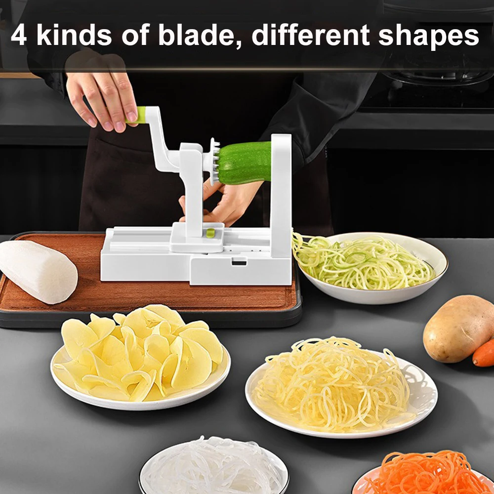 4IN1 Manual Vegetable Cutter Multi-function Spiral Vegetable Shredder Potato Radish Slicer Kitchen Tools
