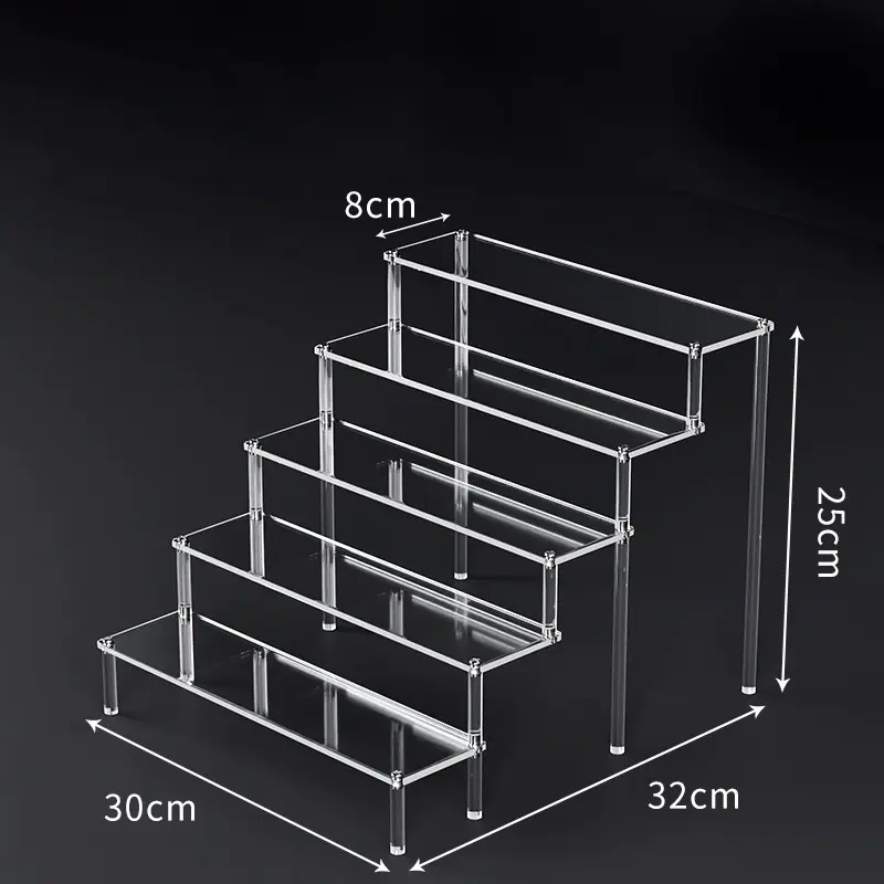 1-5 Tier Acrylic Display Risers Clear Shelf Doll Clay Figurine Display Stand for Desserts Perfume Organizer Showcase W-10 - Image 14
