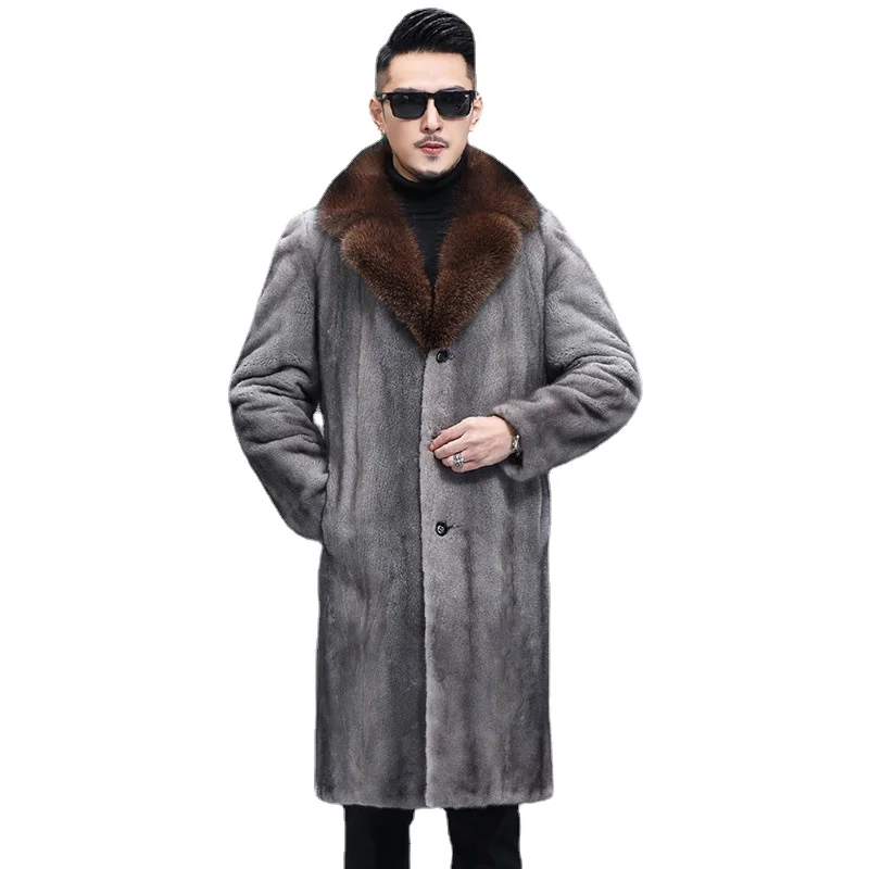 

S-6XLNew Fashion Men's Clothing Plus Size Long Large Imitation Mink Fur Coat