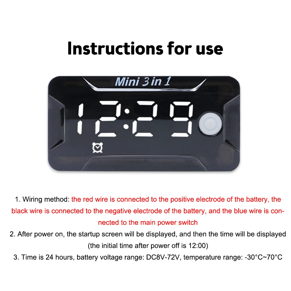 Thermometer Voltmeter Watch 3 In 1 Motorcycle Car Electronic Watch Digital  Clock - Integrated Circuits - AliExpress