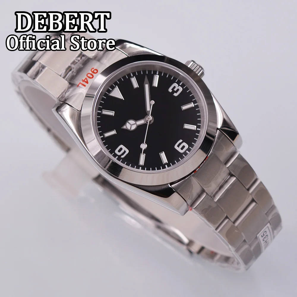 

DEBERT Watch For Mens 39mm Black Sterile Luminous Dial NH35 Automatic Movement Sapphire Crystal Custom Logo Dial Limited Watches