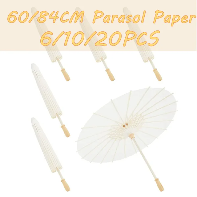 6/10/20Db Paper Parasol 60/80 Cm Bambusz Esernyők Esküvői Papír Esernyő Party Szívesség A Menyasszonyi Zuhany Középpontjában