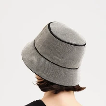 

Fashion Diamonds Bucket Hats Designer Rhinestones Women Sunhat Luxury Shinny Lady Hat Chic Party Outdoor Female Hats 2022