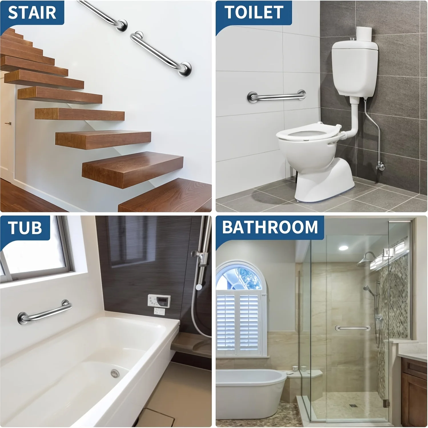 Stainless Steel Bathroom Grab Bar Handle -Slip-Resistant & Durable Safety Support for Seniors, Disabled, Injury Rehabilitation