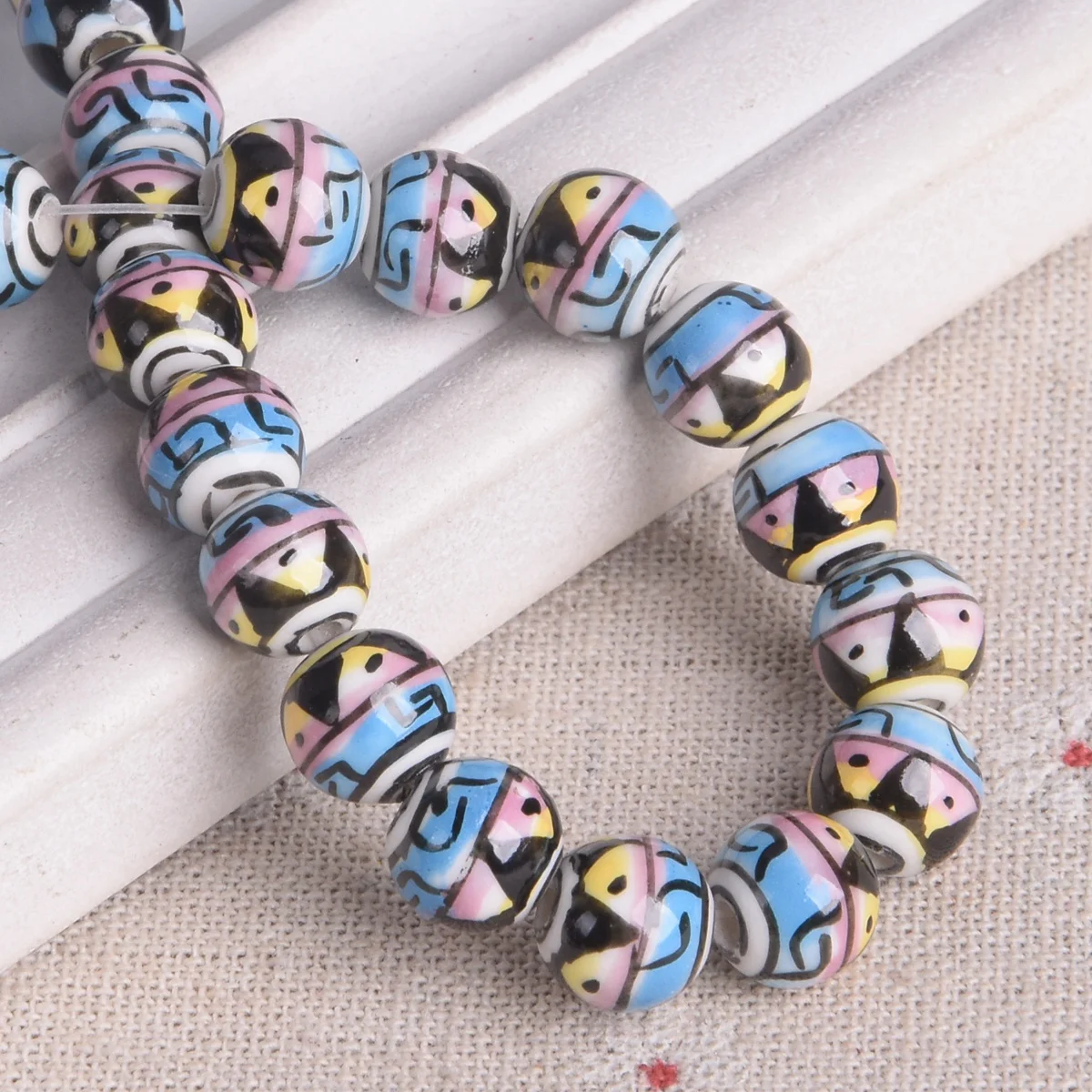 Boutigem 160Pcs Round Porcelain Beads – 8-10.5mm Flower Printed Ceramic Spacer Beads For DIY Jewelry Making (Earrings, Bracelets) - View #11