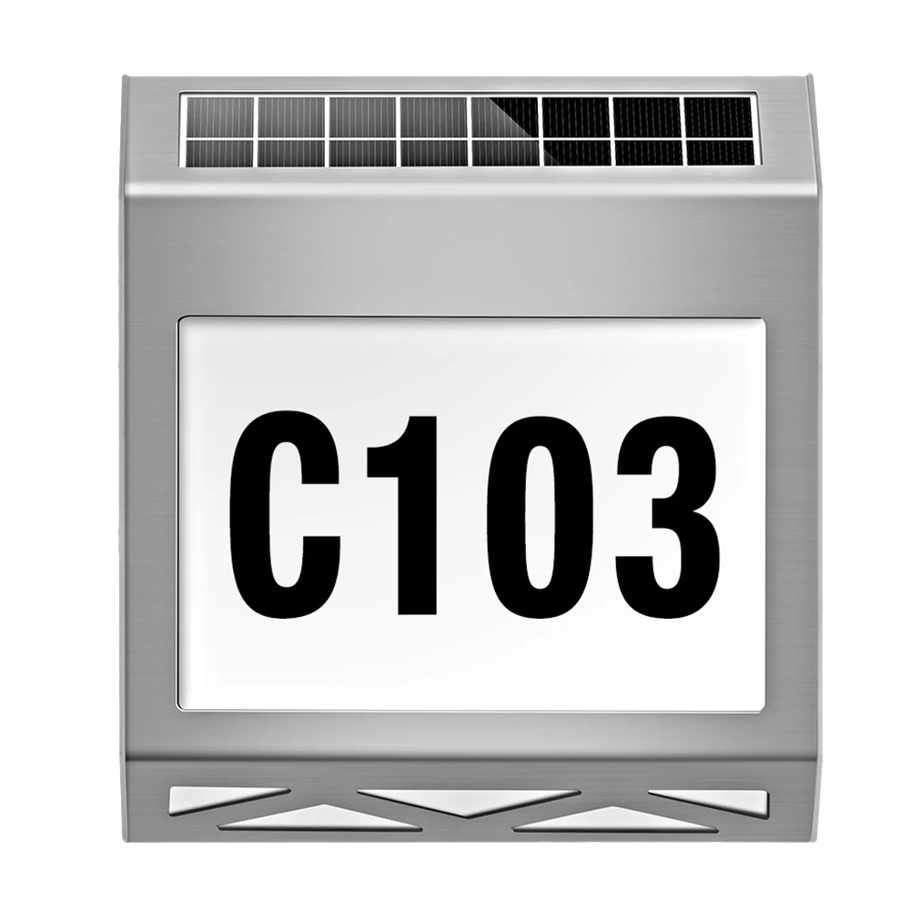 

House Numbers Solar Powered Address Sign LED Illuminated Outdoor Metal Plaque Lighted Up for Home Yard Street Wall Lamp