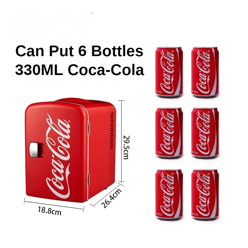 4L 12V/220V Coca-Cola Mini Refrigerator Multifunction Cosmetics Beer Beverage Cooler Warmer for Car Home