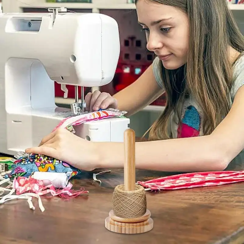 Wooden Rotating Yarn Holder and Dispenser for Knitting and Crocheting