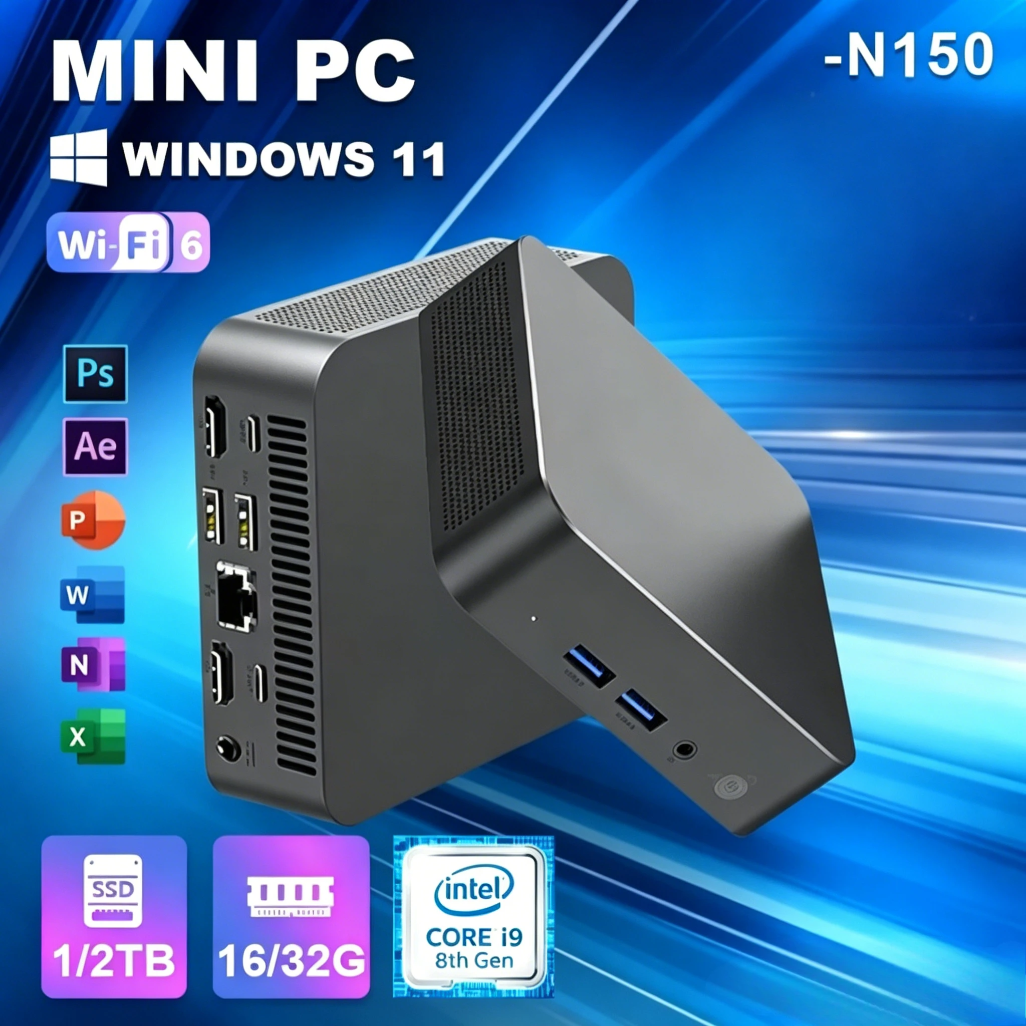 인텔 코어 N150 윈도우 11 프로 휴대용 PC 컴퓨터 16GB 램 1/2TB SS..