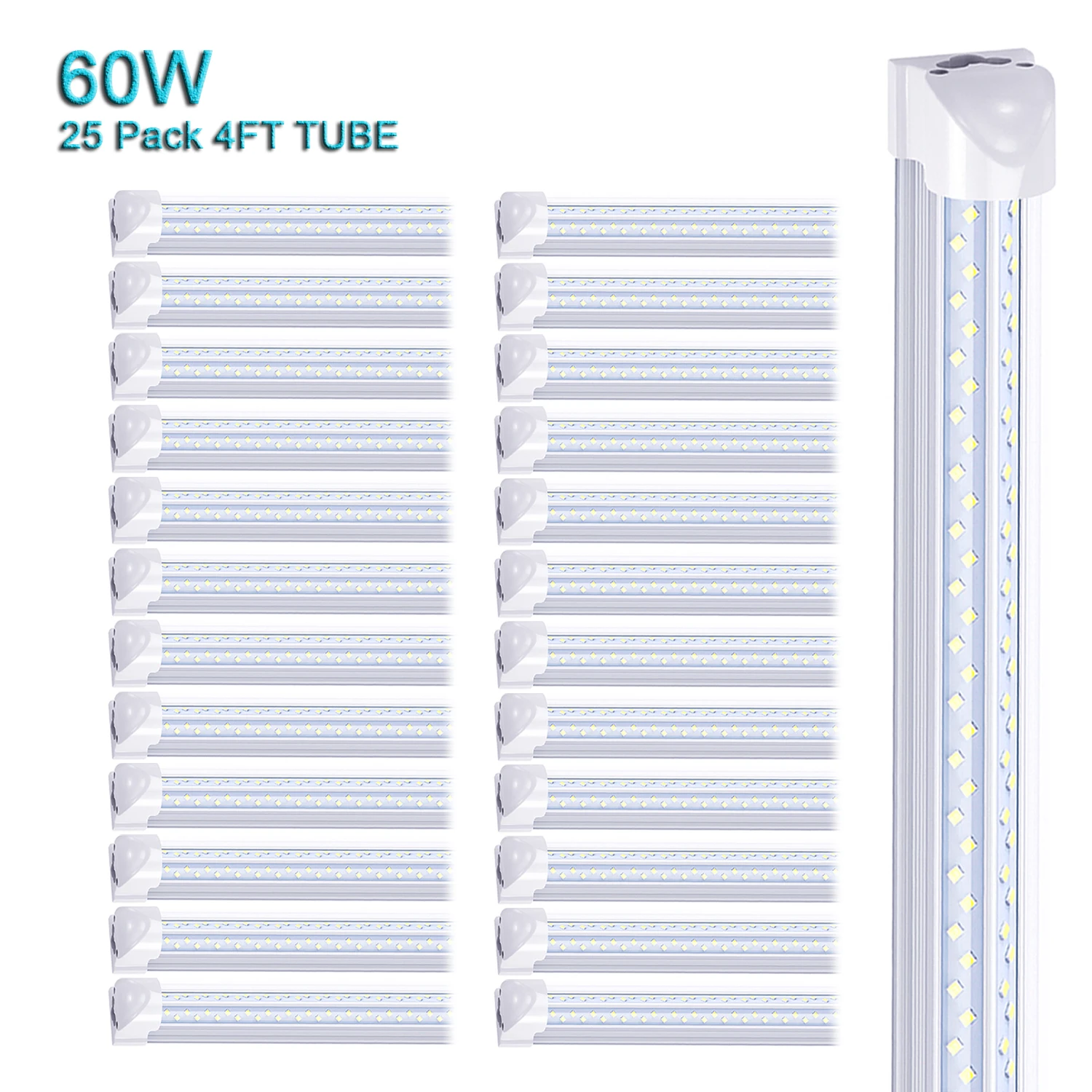 US Stock 25Pcs/lot T8 4FT Integrated Led Tube Light Bulbs 60W 85-277V 4Foot V Shaped 4 Row Bulbs 110V Led Shop Light Fixtures