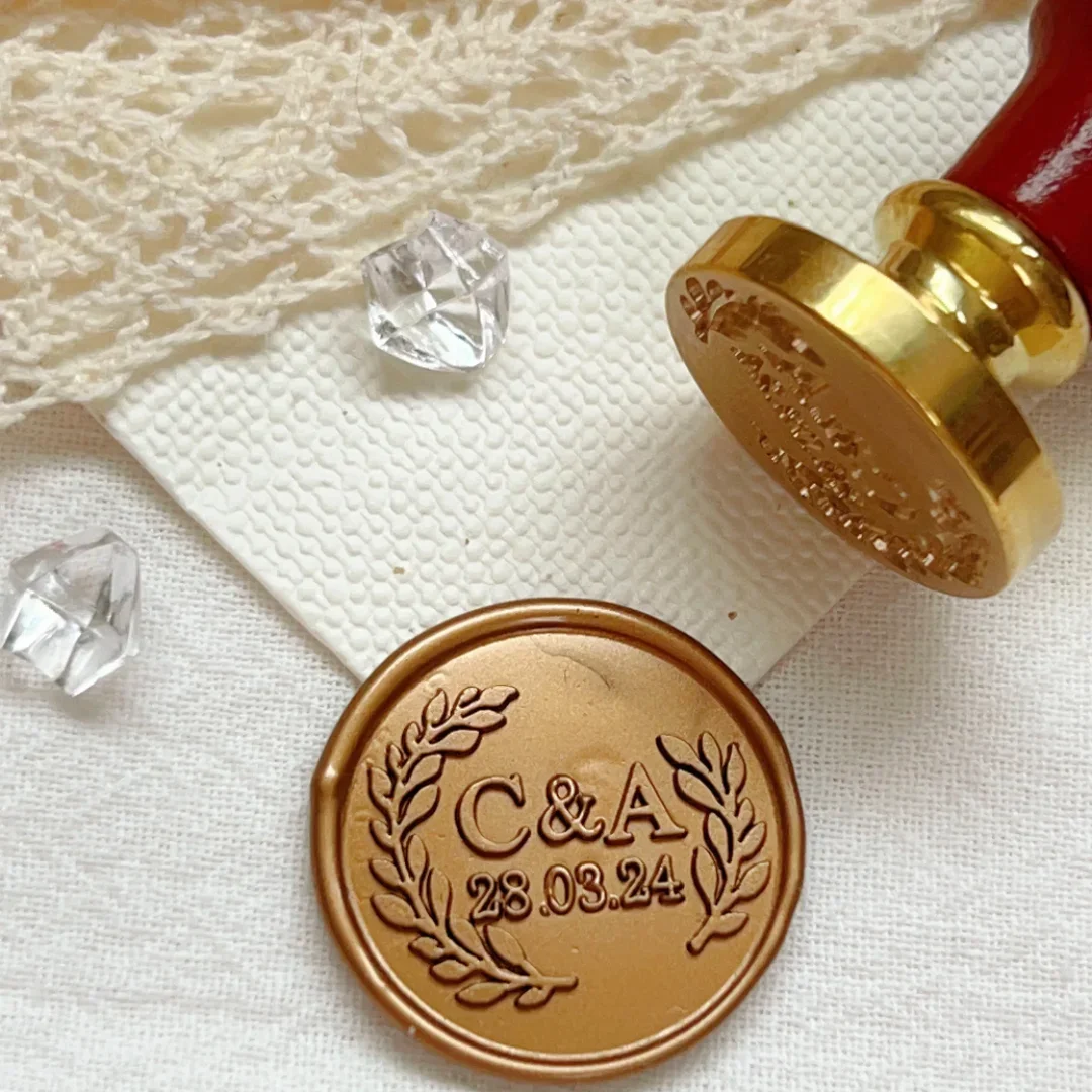 Personalized Wax Stamp Head Vintage Brass with Handle, Wedding Invitations, Party Envelope, Signature Keepsake Gift, 2 Initial