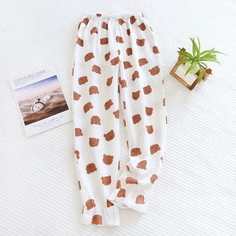 New 100% Cotton Ladies Pajama Pants Cartoon Cute Bear 8 Color Home Pants  Sleeping Wear for Women Spring, Summer and Autumn - AliExpress