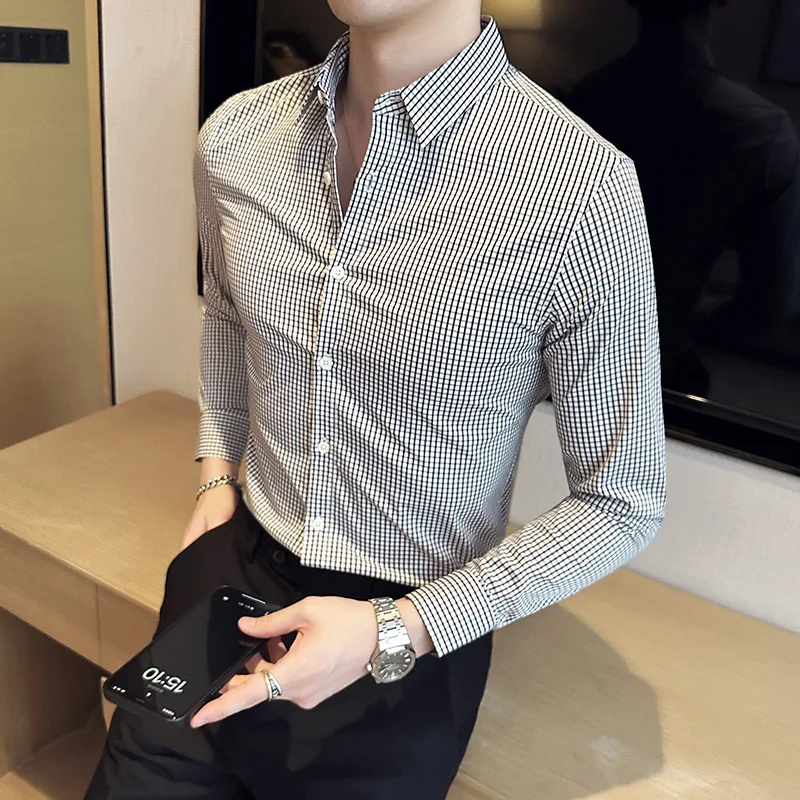 

2023 Summer New Mens Vintage Plaid Shirt Fashion Casual Luxury Shirt Short Sleeve Hawaii Shirts For Men Blusas Camisa Masculina