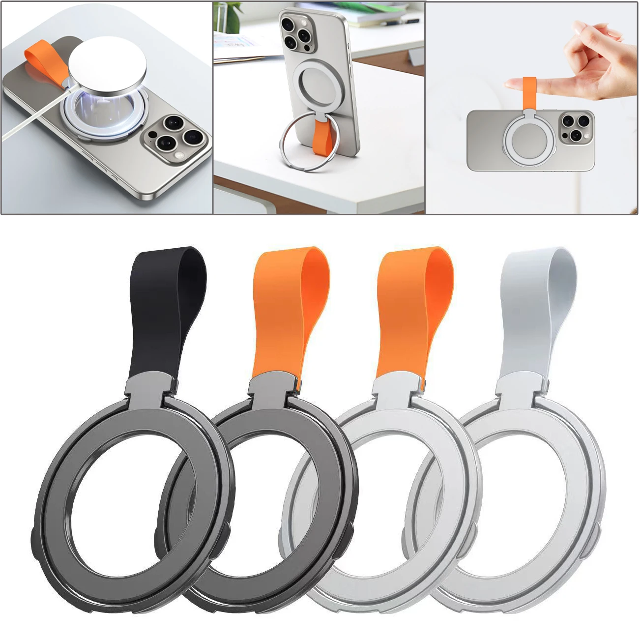 New Strong Magnetic Finger Phone Ring Holder Grip Girevole Phone Grip Dual-Sided Per Mag-Safe Kickstand Finger Loop Per Iphone