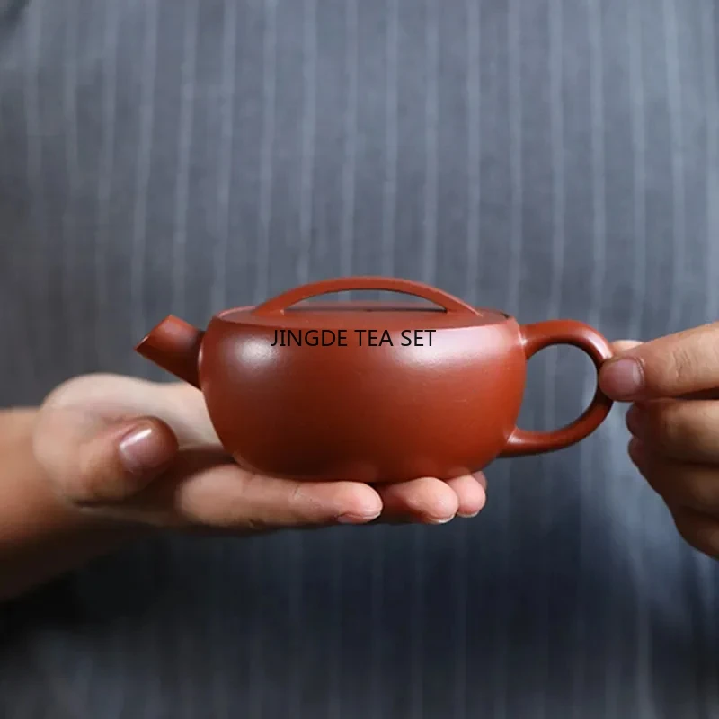 120ml Yixing China Small Capacity Purple Clay Teapot Handmade Large Diameter Teapot Raw Mineral Dahongpao Mud Teapot
