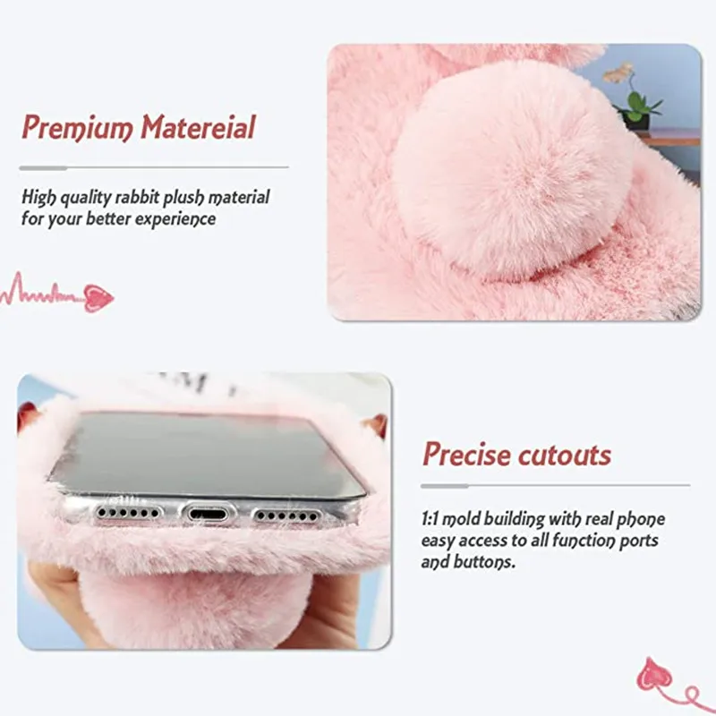 Custodia Peluche Coniglio Per Redmi Note 10 5G - Morbida Con Orecchie E Strass, Copertura Protettiva Carina Per Ragazze
