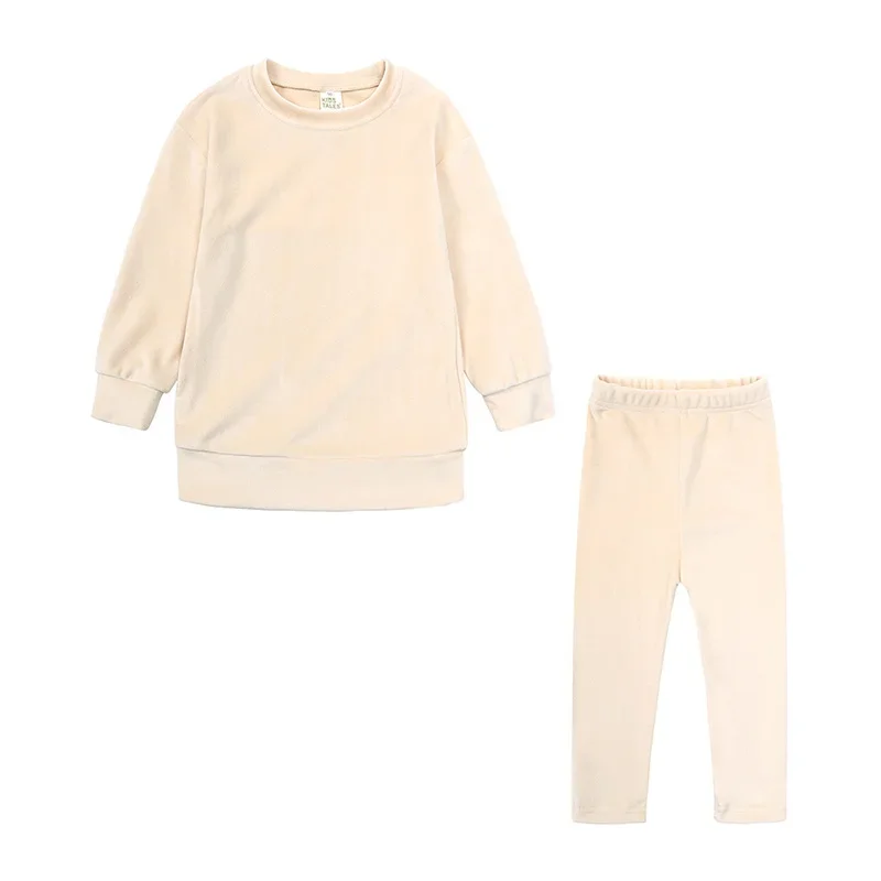 1-7Y 소녀 패션 벨벳 의상 풀오버 탑 + 레깅스 바지 의류 겨울 2Pcs 어린이 Tracksuit 세트