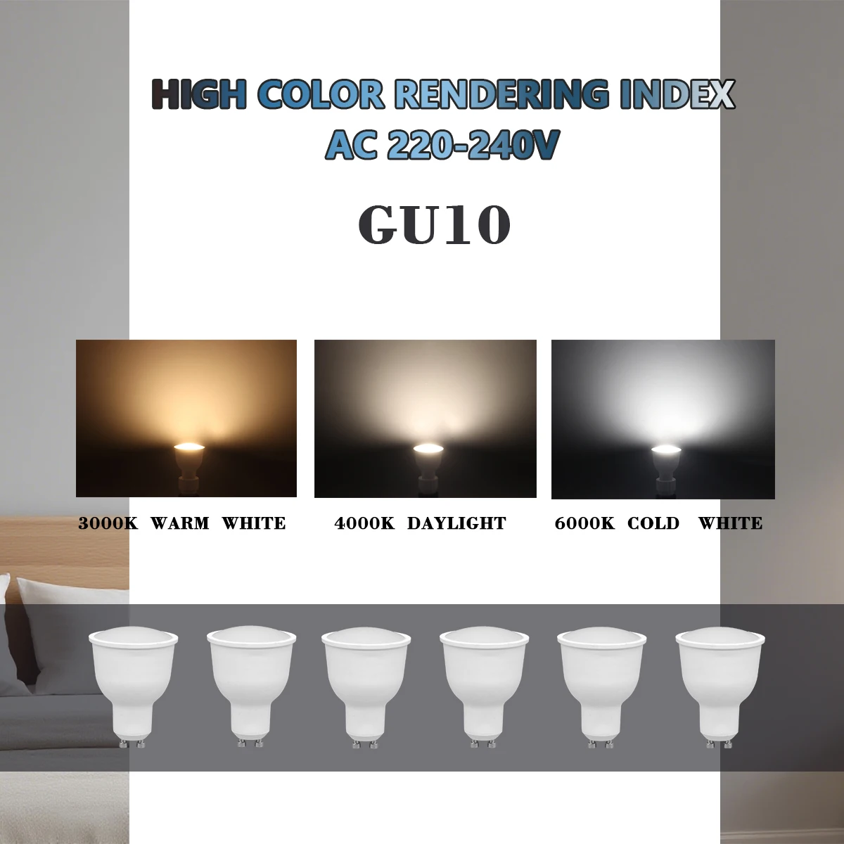 5팩 LED 스포트라이트 램프 GU10 전구 12W 38 120 빔 각도 6000K 쿨 ..