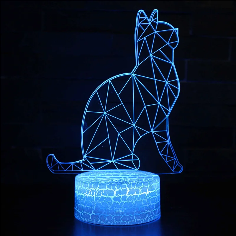 Lampada 3D Creativa Con Illusione Ottica A Forma Di Gatto, 16 Colori LED Con Telecomando. Luce Notturna In Acrilico Per Camera Da Letto E Cameretta. Regalo Originale.