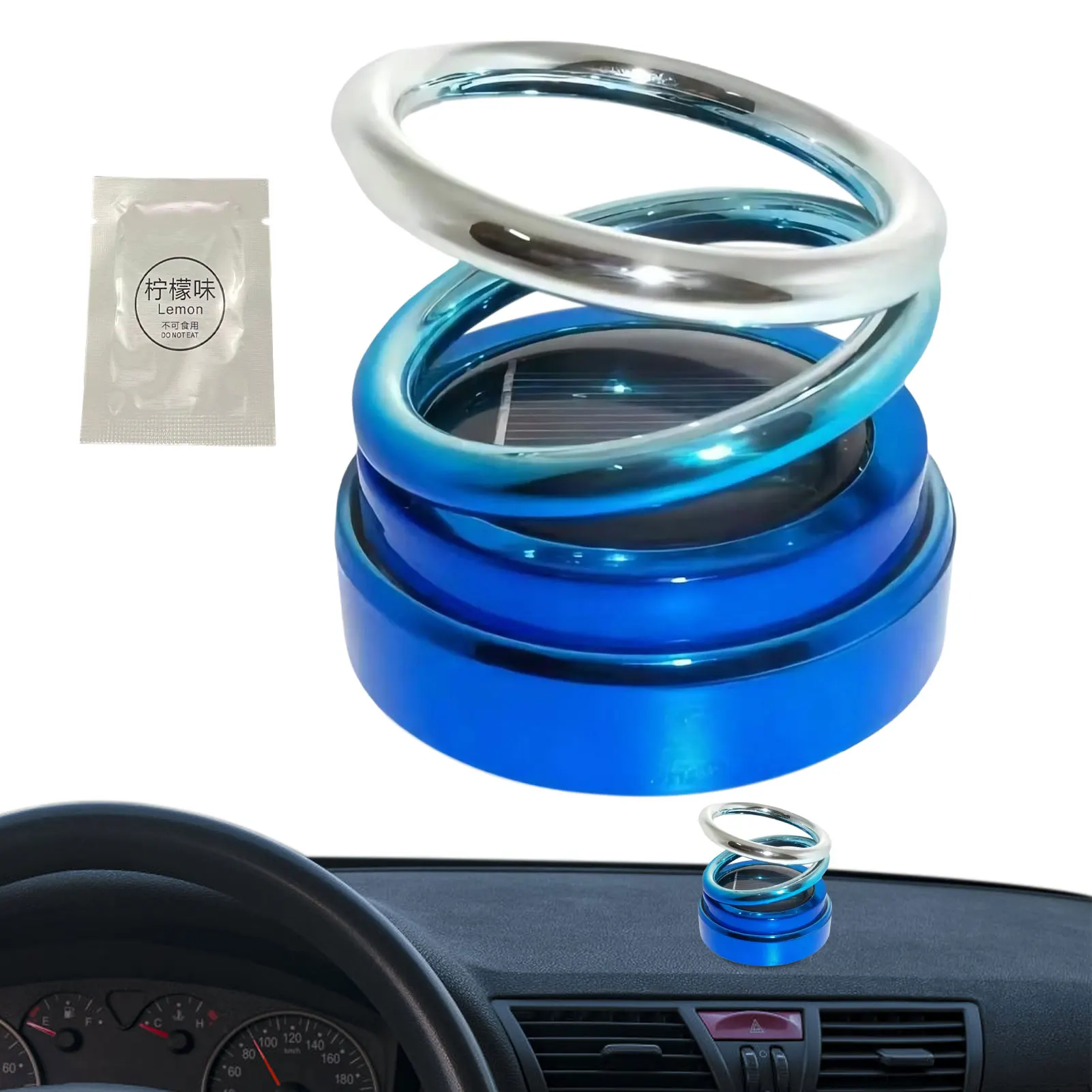 Car Aromatherapy Auto Solar Energy Rotating Air Fresher Double Ring Interior Decoration Accessories Diffuser For Car And Home