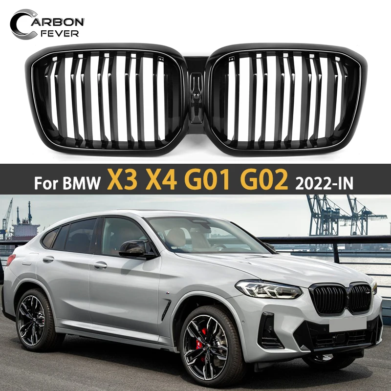 

For BMW X3 X4 Series G01 G08 G02 2022-IN Facelifted Front Kidney Bumper Grille X3M X4M LCI Glossy ABS Racing Grills Replacement