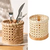 Rattan Chopsticks Storage Handmade Spoon Organizer Holder Pencils Organization 1