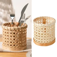Rattan Chopsticks Storage Handmade Spoon Organizer Holder Pencils Organization 1