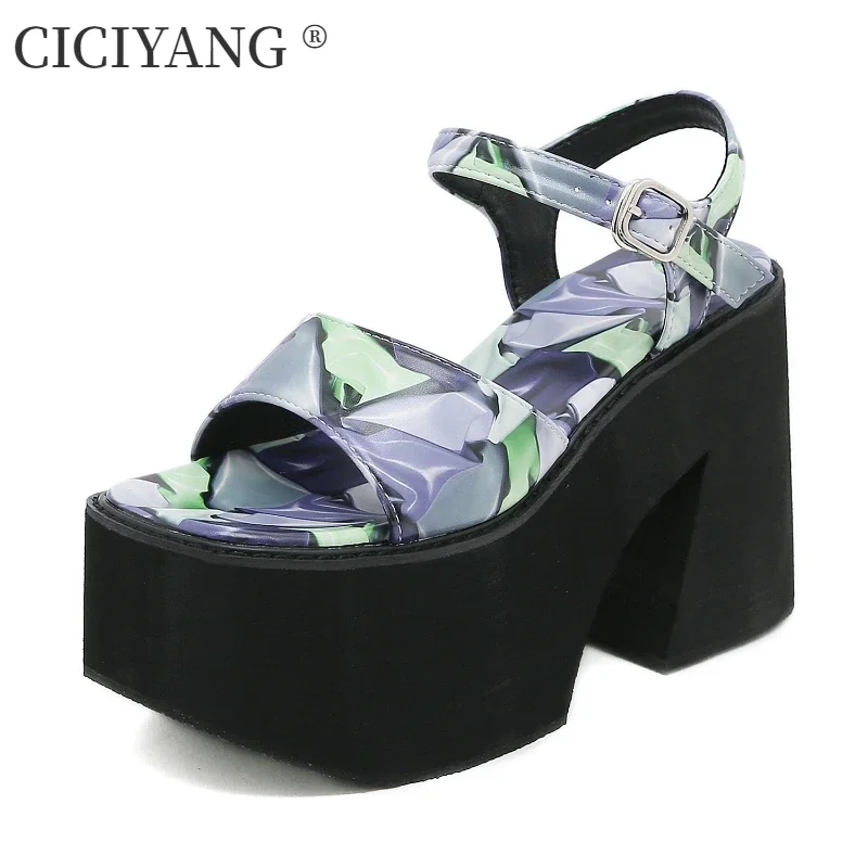 

CICIYANG Chunky Platform Sandals Women Luxury Designer Summer 2024 New 11.5cm Super High Heels Ladies Catwalk Sandals Plus Size