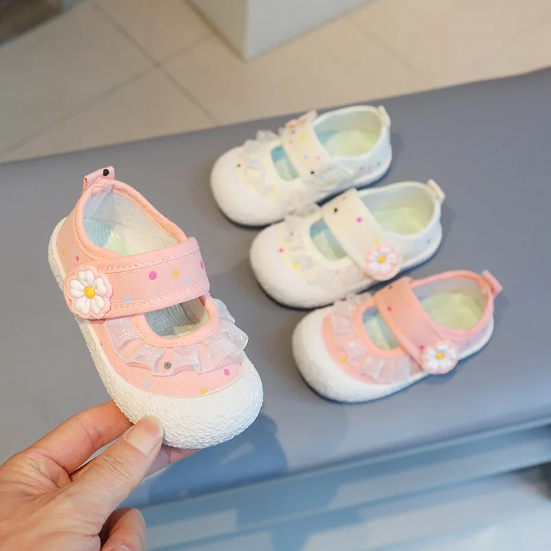 French Girl Sneaker 2025autumn 1-7y Fashion Girl Shoes Lace Princess Shoe Kindergarten Kid Shoe Soft Sole Kids Canvas Shoe Tenis