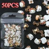 50pcs Mini Leopard Hello Kitty Nail Charms 3D Leopard Print Ribbon Bow DIY Accessorie Pochacco Fashion Sanrio Cartoon Nails Deco 1