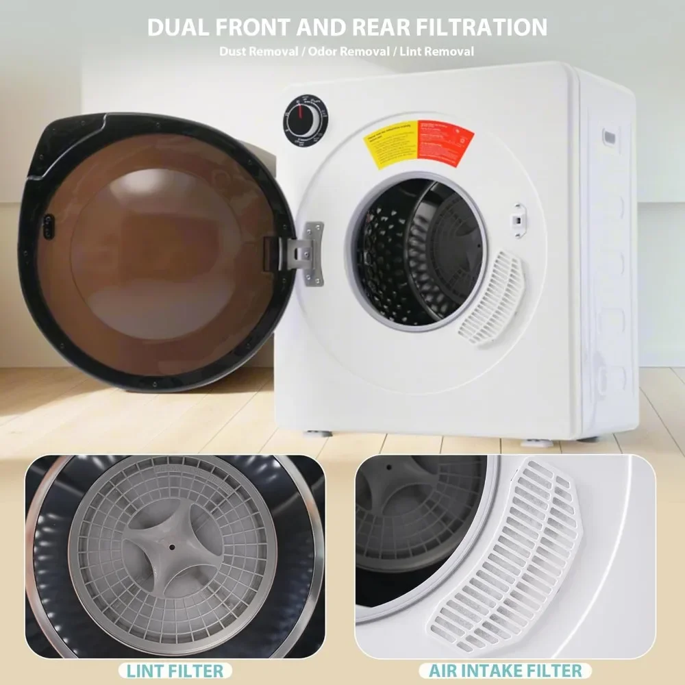 Portable Clothes Dryer 1350W, Compact Dryer for laundry with 5 Drying Modes, 2.6 Cu.ft Front Load Dryer Machine 6