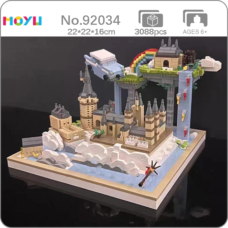 

Moyu 92034 World Architecture Magic School Castle Rainbow Island Waterfall Car 3D Mini Diamond Blocks Bricks Building Toy No Box