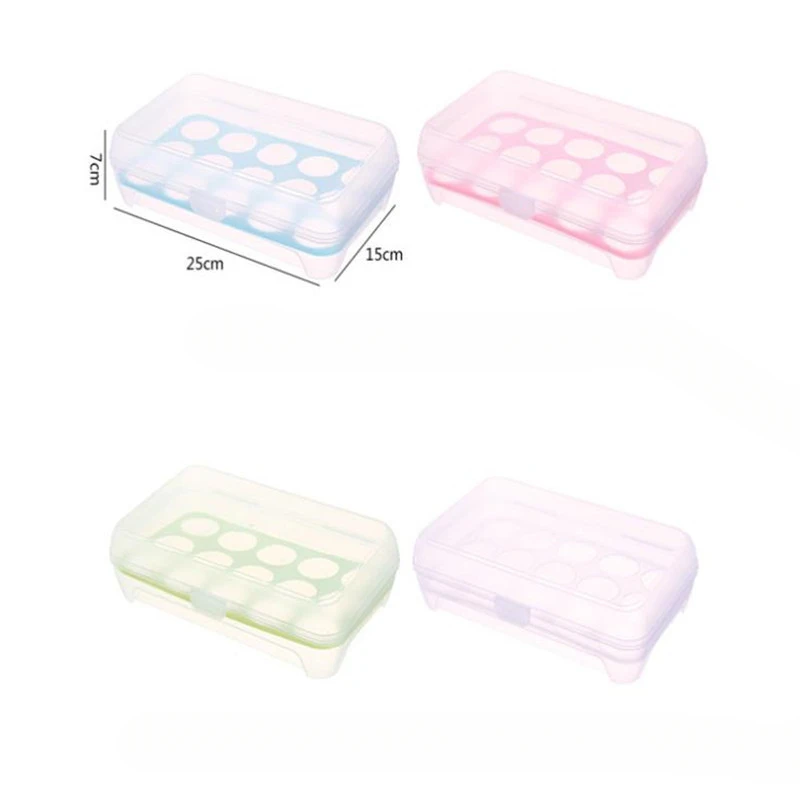 Kitchen 15compartment Egg Box Refrigerator Egg Preservation Storage Box Portable Anti-collision Plastic Compartment Tray