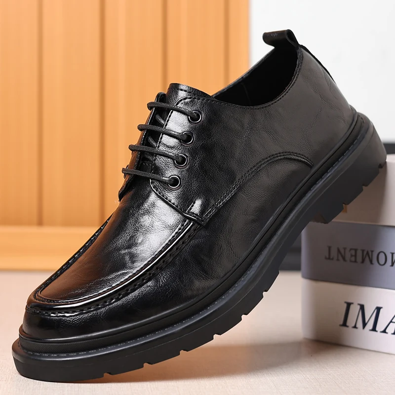 

Men's Breathable Leather Shoes Black Soft Leather Soft Bottom Spring Best Man Men's Business Dress Formal Wear Casual Shoes