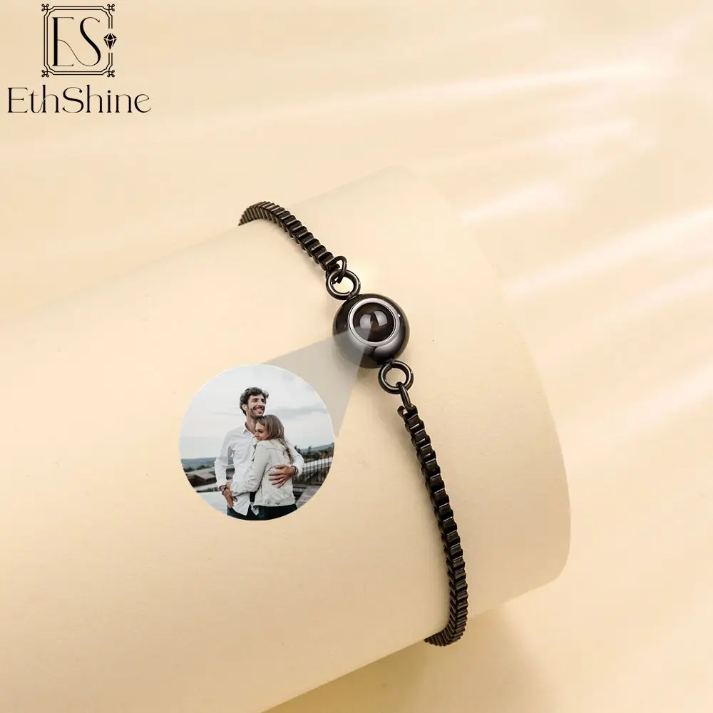 ETHSHINE Personalized Circle Photo Bracelet Custom Photo Bracelet Couple  Projection Bracelets Memorial Jewelry Gift for Women : Gearbest