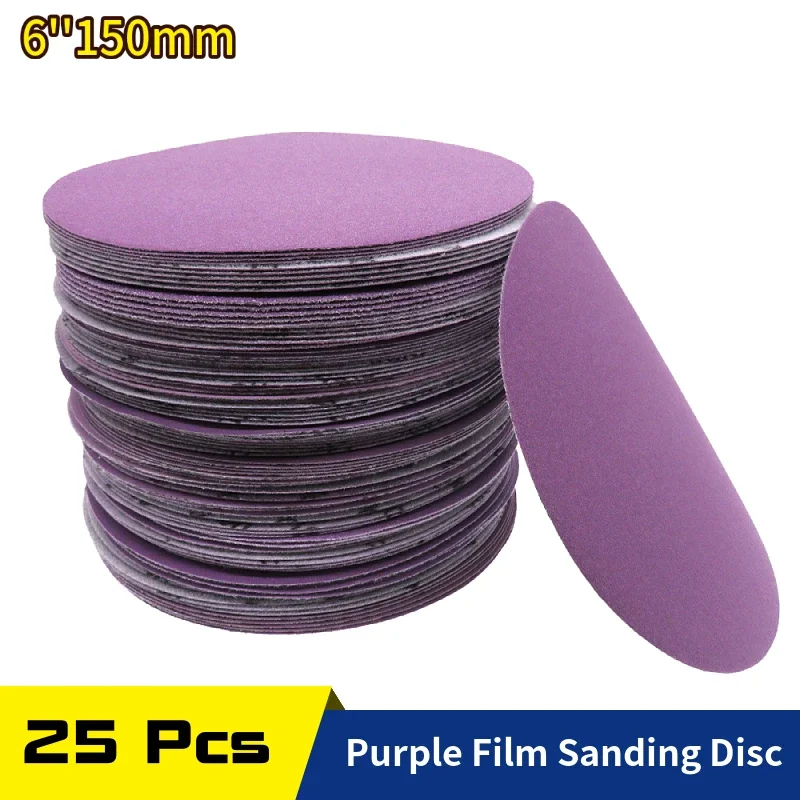 25Pcs Sanding Disc 6 Inch Hook and Loop 60-10000 Grit Sandpaper 150mm Wet Dry for Wood Finishing Metal Grinding Car Polishing