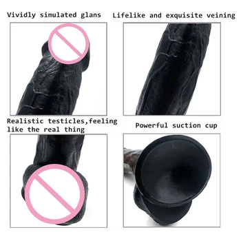 27CM Dildo Sex Toy Big Dick Black Silicon Dildo for Women Dildo Wand Suction Cup Realistic Penis for Woman for Sex Toys Erotic 6