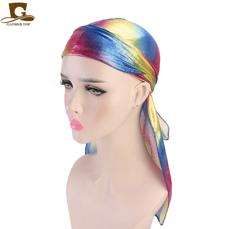 Unisex Colorful Durag Laser Silky Hip Hop Doo Rag Headwrap Bandanas DU ...