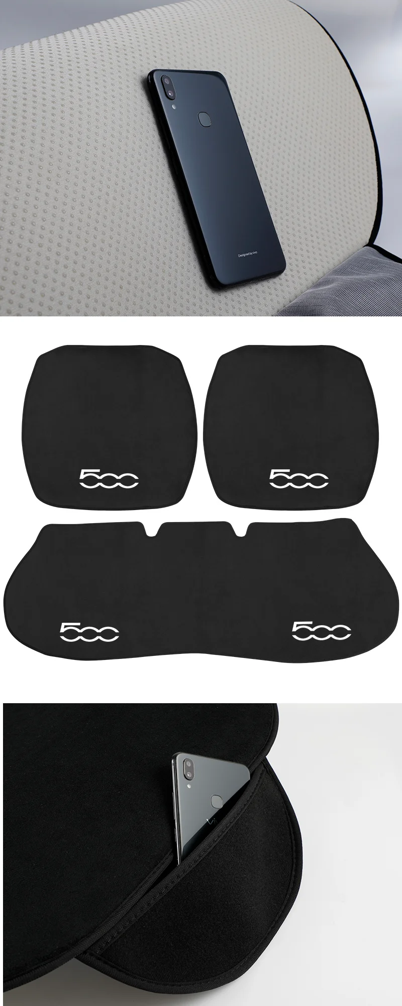 Set: tapis velours + housses de siege confectionnees sur mesure pour Fiat  500 Hayon (2012-2020) – Elegance P-2