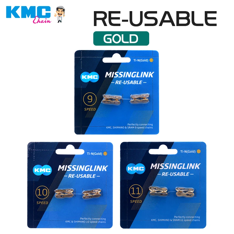 KMC 2 Pairs Bicycle Chain Missing Link 6/7/8/9/10/11/12 Speed Bicycles Reusable Chain Magic Clasp Silver Gold connection buckle