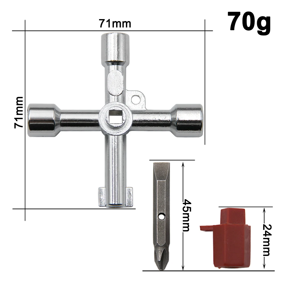 4in1 Silver Key Wrench Electrical Elevator Control Cabinet Valve Inner Triangle Quadrangle Screwdriver Tool Set 3