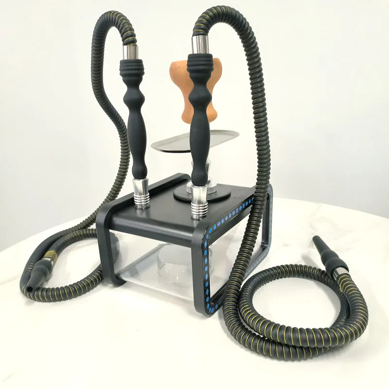 Acrylic Square Hookah with Double Hose and LED Light Bongs in Australian