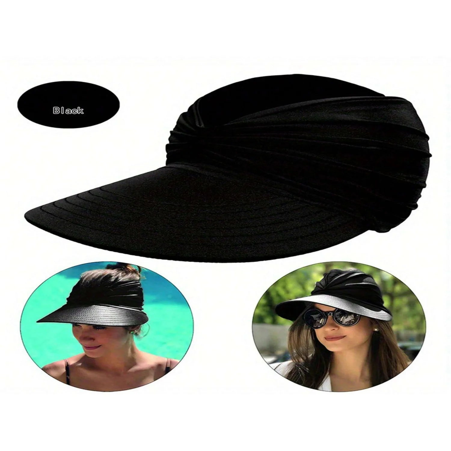 [ "Packable Wide Brim Women's Summer Beach Sun Visor Hat UV Protection Sport", "Stylish Women's Wide Brim Sun Visor Hat fo