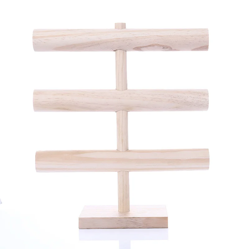 

3-уровневый подвесной держатель для браслета из массива дерева, подставка для хранения бытовых ювелирных изделий, реквизит