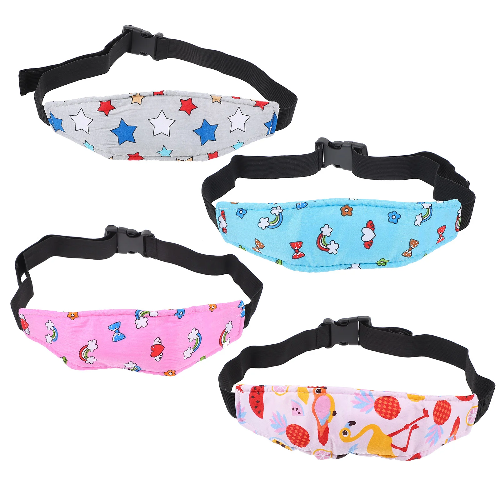 4 Pcs Safety Strap Stroller Wagon Toddler Seat Head Support Car Neck Holder Pure Cotton Kids Sleeping Band Baby Headrest