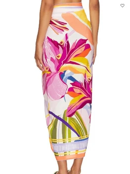 Women's Beach Sarongs Chiffon Flower Printed Swim Skirt Bikini Pareo Summer Holiday Bathing Suits Dropshipping 1